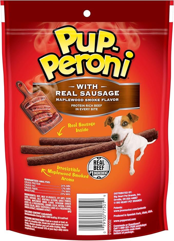 Pup-Peroni Dog Treats, Real Sausage with Maplewood Smoke Flavor, 5.6 Ounce (Pack of 8), Made with Real Beef