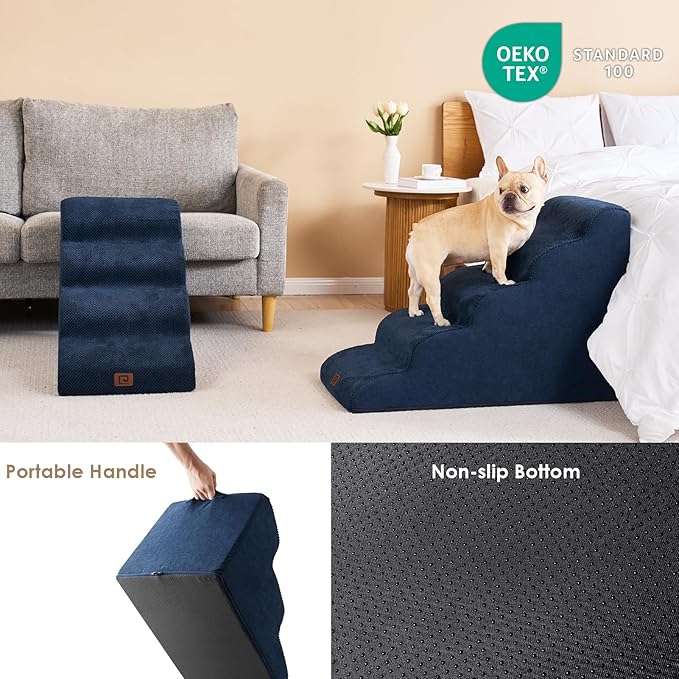 EHEYCIGA Curved Dog Stairs for High Beds 22.6" H 5-Step Dog