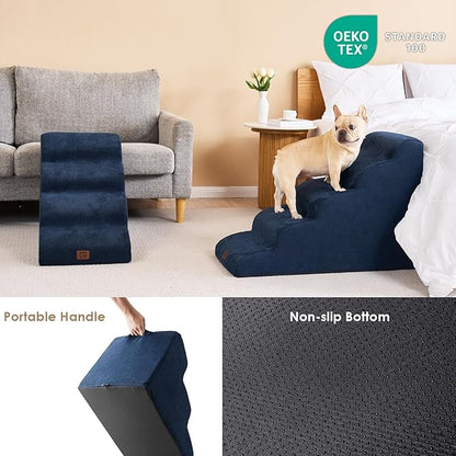 EHEYCIGA Curved Dog Stairs for High Beds 22.6" H 5-Step Dog