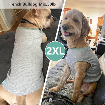 KYEESE 2Pack Dog T Shirts Waffle Stretchy Dog T-Shirts Lightweight Dog Tank Top Sleeveless Dog Vest Breathable