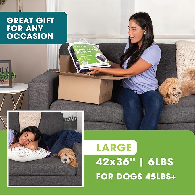 BARMY Weighted Blanket for Dogs with Washable Cover (3 Sizes) Thunder Blankets for Dogs