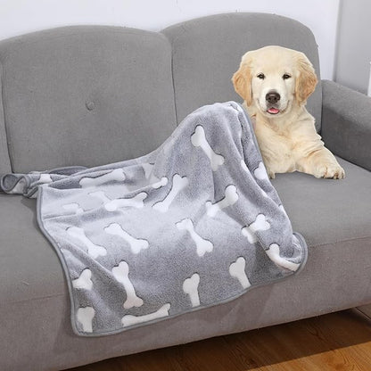 1 Pack 3 Dog Blankets Super Soft Puppy Bone-Small(23"x15")