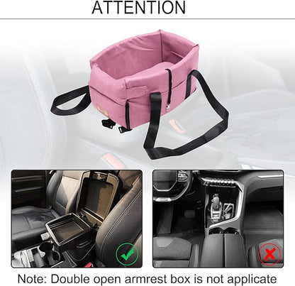 X AUTOHAUX Dog Car Seat Adjustable Straps Portable for Medium Small Sized Puppy Cat Seat Pets Soft Non Slip Bottom Travel Bed Pink