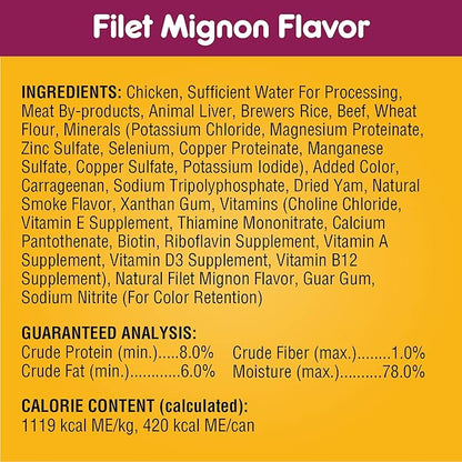 PEDIGREE CHOPPED GROUND DINNER Adult Canned Soft Wet Dog Food Variety Pack, Filet Mignon Flavor and With Beef, 13.2 oz. Cans (Pack of 12)