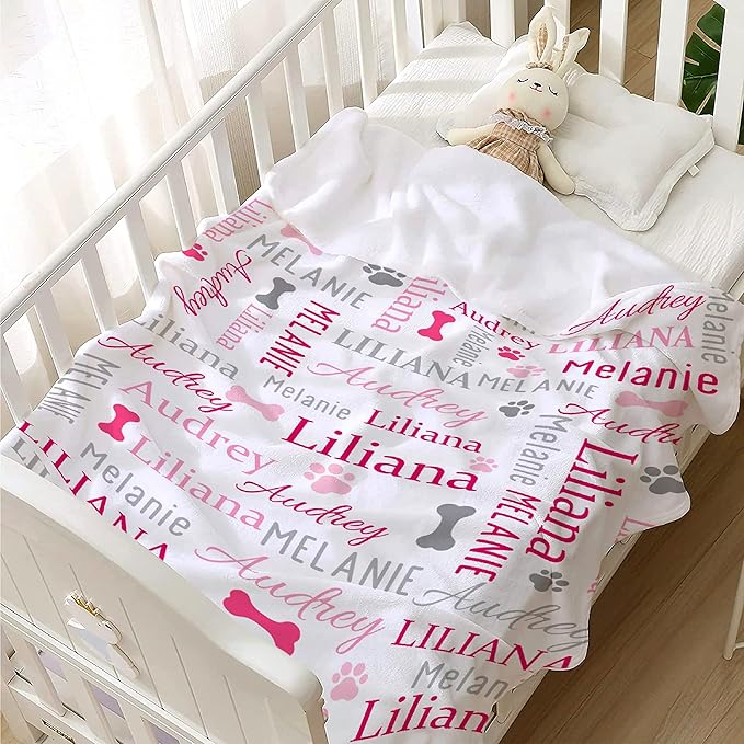 Personalized Dog Blankets Dog Paw Print Blanket Puppy Blanket 40"x30" for