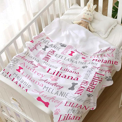 Personalized Dog Blankets Dog Paw Print Blanket Puppy Blanket 40"x30" for