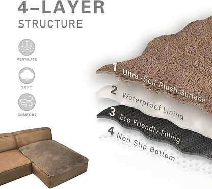 Waterproof Dog Bed Cover, Soft Plush Pet Blanket with Anti-Slip Back for Bed Couch Sofa, Furniture Protector for Small, Medium and Large Dogs and Cats (Brown, 40"x50")