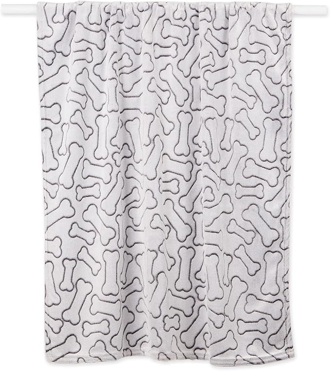 Bone Dry Embossed Bone Print Pet Blanket 36x48, Black