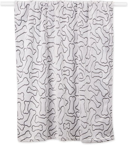 Bone Dry Embossed Bone Print Pet Blanket 36x48, Black