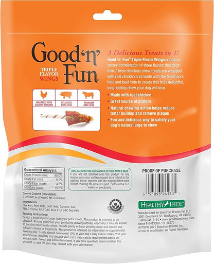 Good'N'Fun P-94130 Triple Flavor Wings Dog Chews, One Size