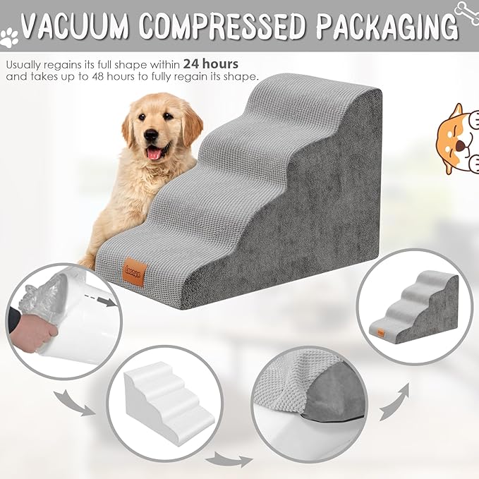 Dog Stairs for Bed 4 Step, 30D Foam 20.1" H