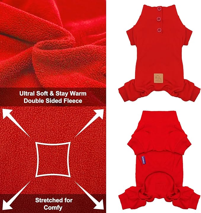 cyeollo Dog Pajamas Turtleneck Thermal Dog Pjs Fleece