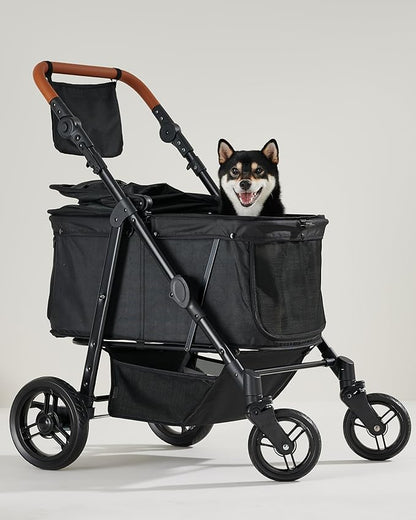 Medium Pet Stroller for Dogs Up to 66lbs 180 ̊ 4 Wheels