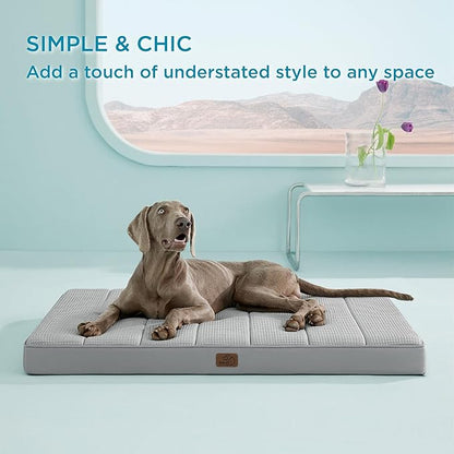 Bedsure Cooling Gel Foam Dog Bed for Large Dogs Cover(44"x32", Grey)