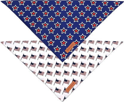 Realeaf American Flag Dog Bandanas 2 Pack 4th of