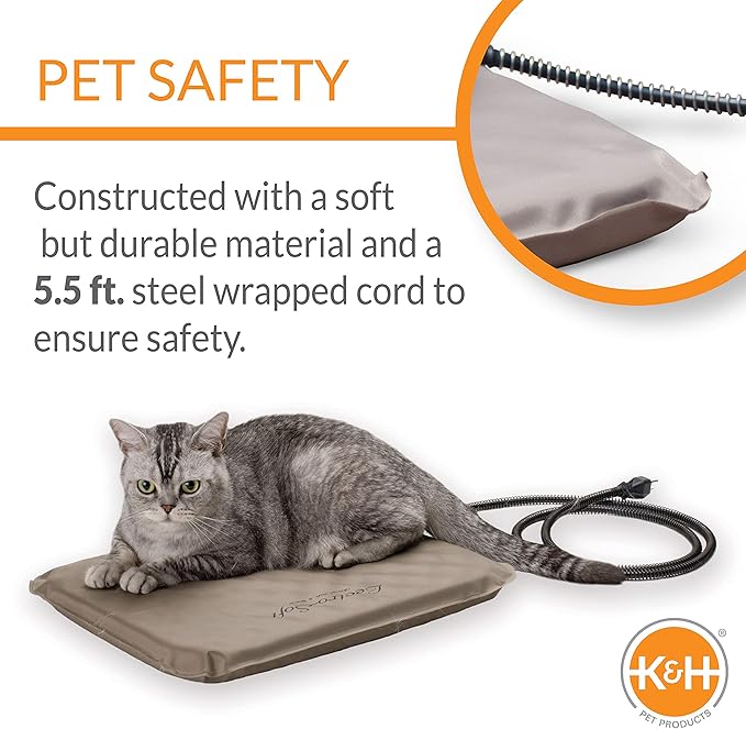 K&H Pet Products Lectro-Soft Outdoor Heated Pet Bed for Outdoor Cat House for Winter Insulated Waterproof 18"x14"