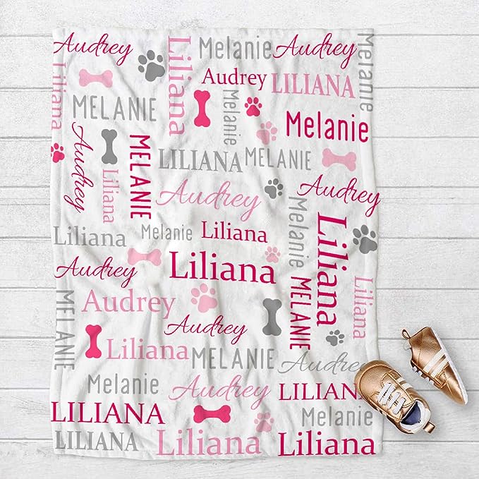 Personalized Dog Blankets Dog Paw Print Blanket Puppy Blanket 40"x30" for