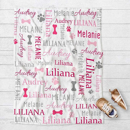 Personalized Dog Blankets Dog Paw Print Blanket Puppy Blanket 40"x30" for