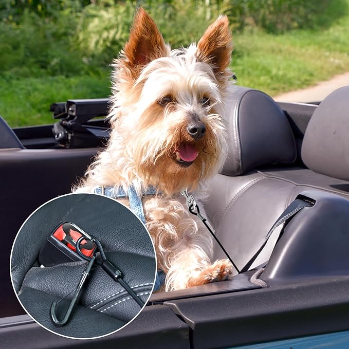 Car Harness for Dogs Safety Seat Belt Heavy Duty Service Dog Leash 24 in Chew Proof Dog Leash Steel Service Dog Car Harness 3-in-1 Dog Seat belt Harness with Hook for Dogs Travel Accessories