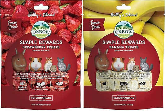 Oxbow 2 Flavor Bundle of Simple Rewards Small Pet Treats: Strawberry and Banana