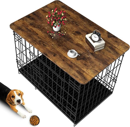 Dog Crate Topper Wood 48 Inch Dog Crate Topper Crate Table Topper Collapsible Dog Kennel Topper for Decorative Dog Crate 48 Inch