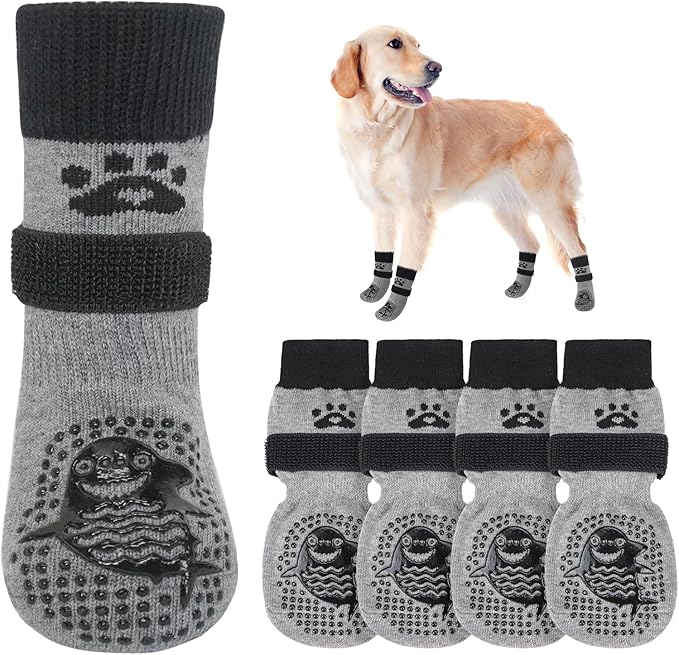 SCENEREAL Dog Socks to Prevent Licking Paws for Hardwood Floors Anti Slip