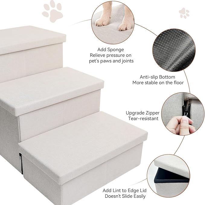 Dog Stairs 17.5"H, Folding 200 lbs 3 Steps