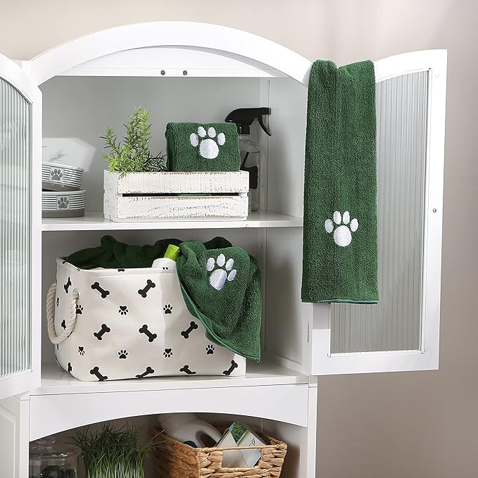 Bone Dry Pet Grooming Towel Collection Embroidered Absorbent Microfiber Drying Set 15x30, Hunter 3 Count