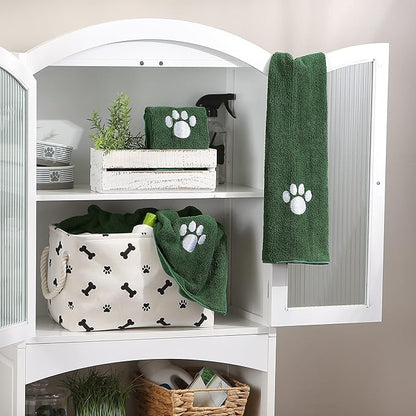 Bone Dry Pet Grooming Towel Collection Embroidered Absorbent Microfiber Drying Set 15x30, Hunter 3 Count
