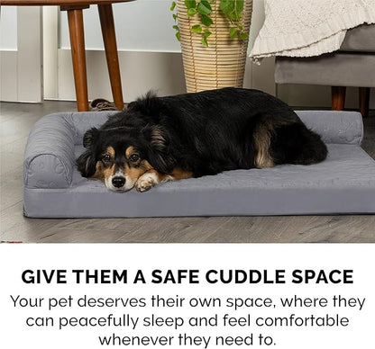 Furhaven Cooling Gel Dog Bed for Medium/Small Dogs w/ Removable Bolsters & Washable Cover 35 lbs