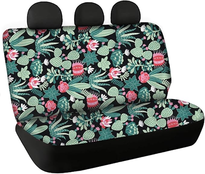 CLOHOMIN Cactus Succulent Plants Girly Cute Watercolor Car Seat Covers for Women Men Full Set of 2 Back Seat Only