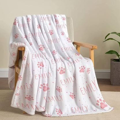 Personalized Dog Blankets Dog Paw Print Blanket Puppy Blanket 120"x90" for