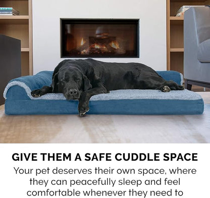 Furhaven Cooling Gel Dog Bed for Large Dogs w/ Removable Bolsters & Washable Cover 125 lbs