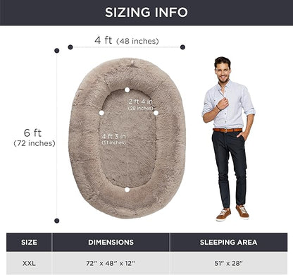 Bedsure Memory Foam Human Dog Bed 72"x48"x12" Calming