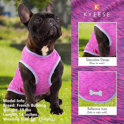 KYEESE 2 Pack Dog Shirts Quick Dry Soft Stretchy Dog T-Shirts with Reflective Label Tank Top Sleeveless Vest Sun Protection Dog Clothes for Small Medium Dogs