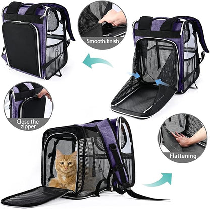 BAGLHER Expandable Pet Carrier Backpack，Pet Bubble Backpack for Small Cats Puppies Dogs Bunny, Airline-Approved Ventilate Transparent Capsule Backpack for Travel, Hiking and Outdoor Use. Purple