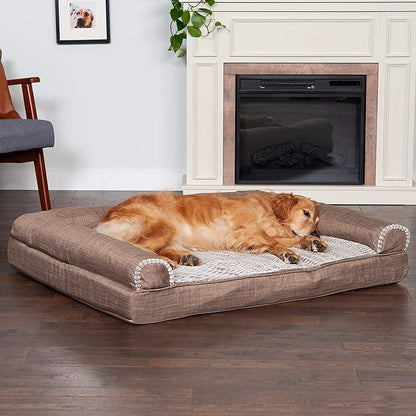 Furhaven Orthopedic Dog Bed for Large Dogs w/ Removable Bolsters & Washable Cover 95 lbs