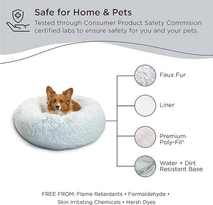 Best Friends by Sheri The Original Calming Donut Cat and Dog Bed in Shag Fur Frost 30"