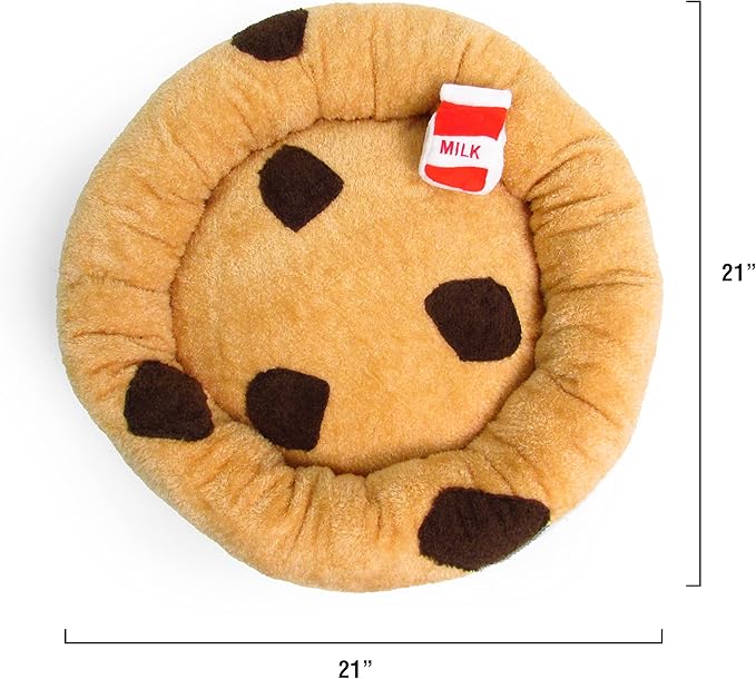 TONBO Soft Plush Small Cute and Cozy Food Dog Cat Bed, Washer and Dryer Friendly (Chocolate Chip Cookie)