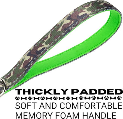 EcoBark Dog Leash - Soft & Reflective Comfort Training Leashes with Padded Handle - Strong Durable Heavy Duty - Training and Pulling for Small, Medium or Large Dogs (Camo)