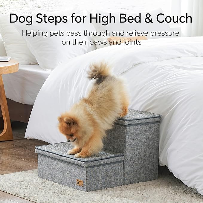 BEDELITE Dog Stairs for Large Dogs 200Lbs with Storage，2 Tiers