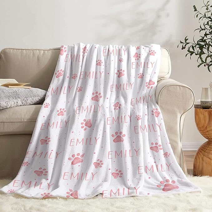 Personalized Dog Blankets Dog Paw Print Blanket Puppy Blanket 120"x90" for