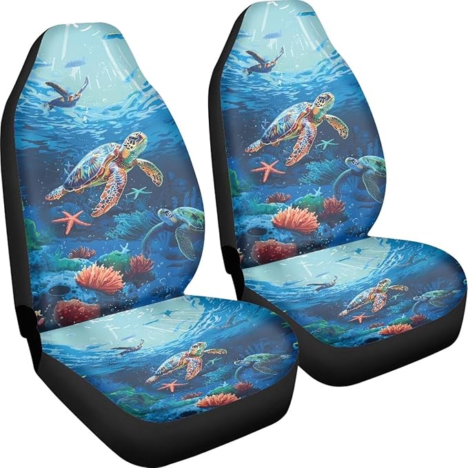 Sea Turtle Printed Car Seat Covers Washable Seat Protector for Women Men Bottom Seat Cushion Covers