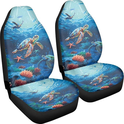Sea Turtle Printed Car Seat Covers Washable Seat Protector for Women Men Bottom Seat Cushion Covers