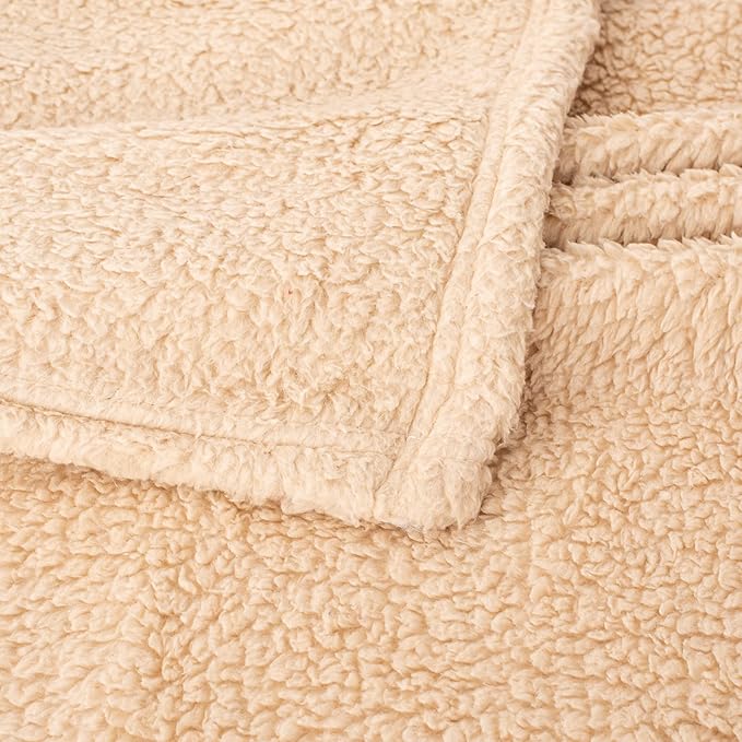 Dog Blanket, Cat Blanket, Soft Warm Fleece Pet Blanket for Puppy, Small, Medium, Large Dogs or Cats, Kitten, Plush Fuzzy Blankets for Bed, Couch, Sofa, Travel (Lamb 40" × 40", Beige)