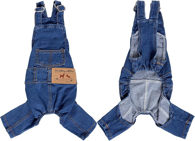 Rbenxia 1 Piece of Dog Denim Shirts Puppy Jean Jacket Sling Jumpsuit Costumes Pet Jean Overalls Dog Pants Outfits for Small Puppy Cat Pets (Blue, Large)