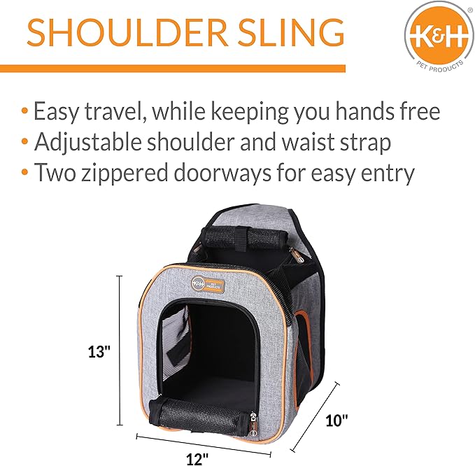 K&H Pet Products Should Sling Pet Carrier Gray (12" x 10" x 13")