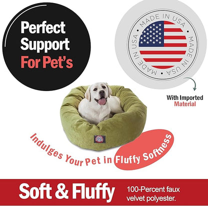 Majestic Pet 40 Inch Micro Velvet Calming Dog Bed Washable – Cozy Soft Round Dog Bed with Spine for Head Support 40x29x9 (inch)