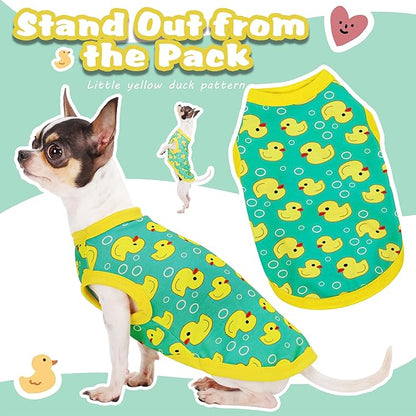 Adorable Yellow Duck Dog Shirt: Lightweight Polyester Cartoon Puppy Vest, Small Medium & Large Dog T-Shirt, Summer Pet Clothes, Cute Dog Apparel, Breathable Dog Tank Top XS