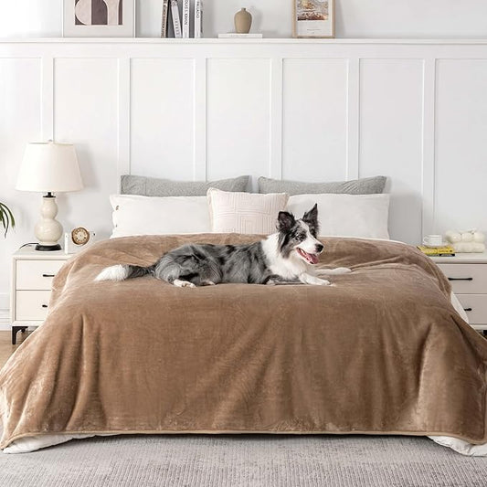 PETHUR Waterproof Dog Blanket for Bed 60"x80", Coffee